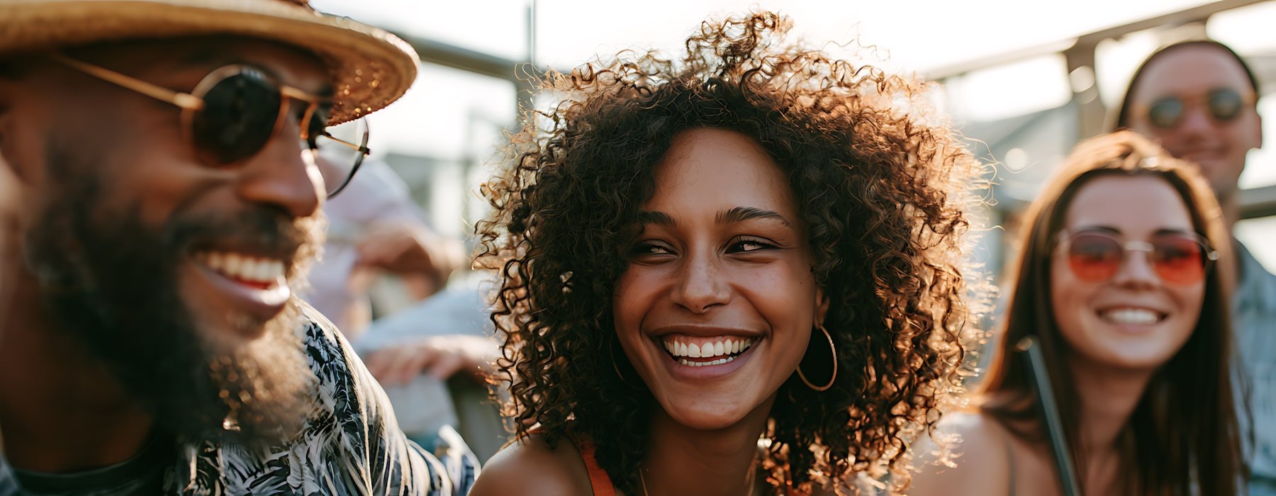 a group of people smiling