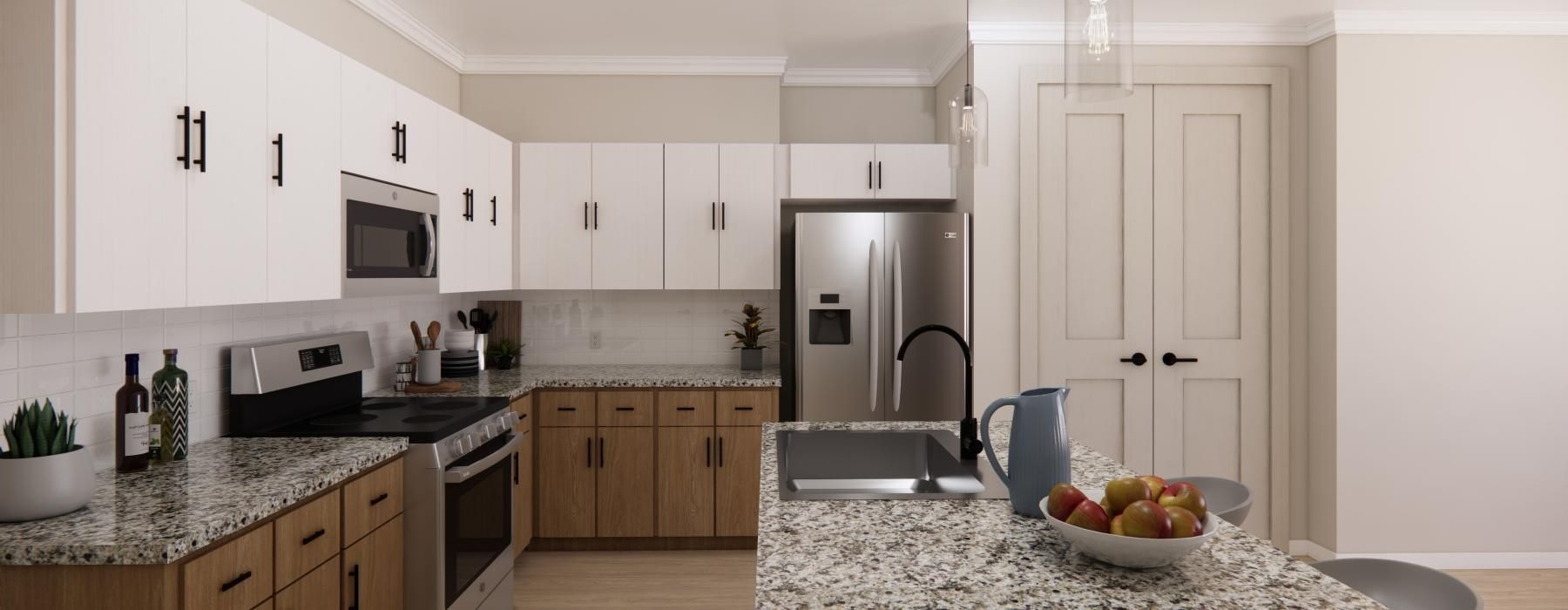 Well-lit kitchen with ample counter space