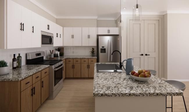 Well-lit kitchen with ample counter space